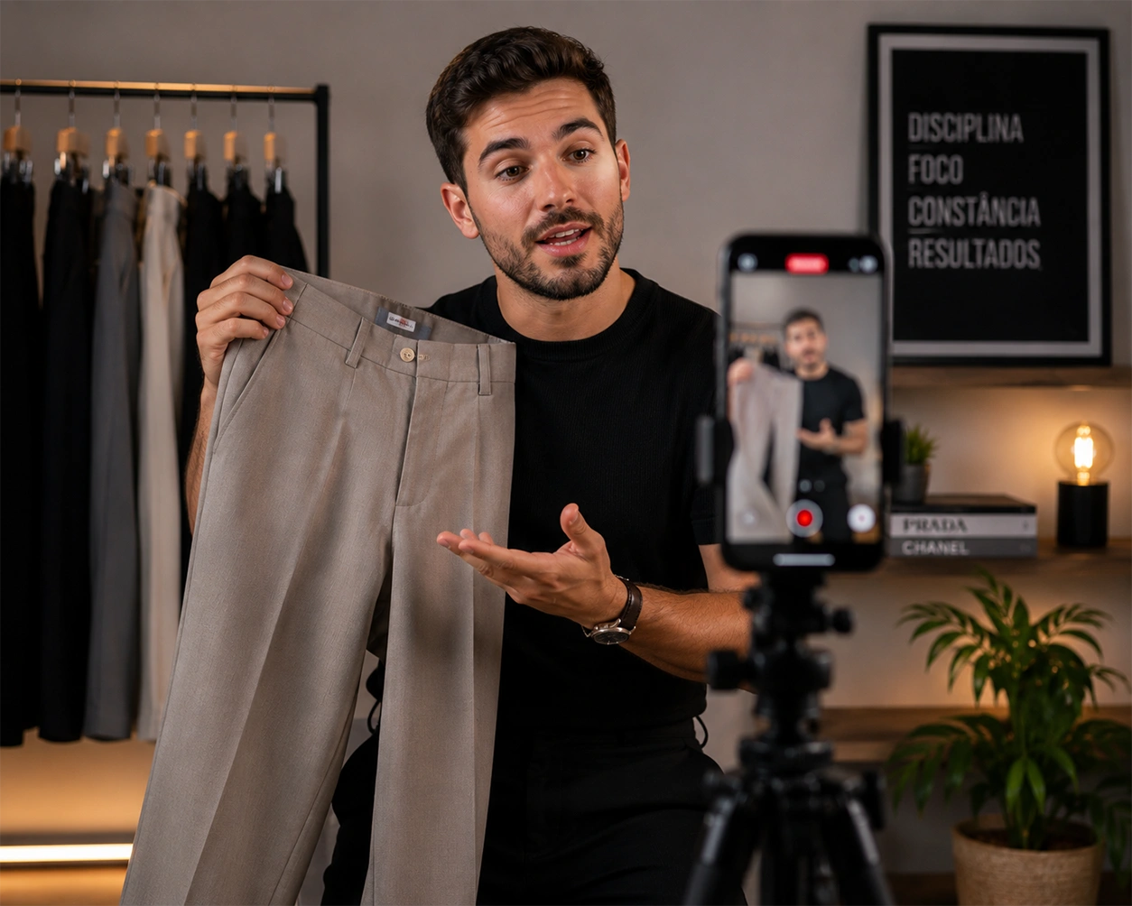 Creator gravando um vídeo para o TikTok Shop